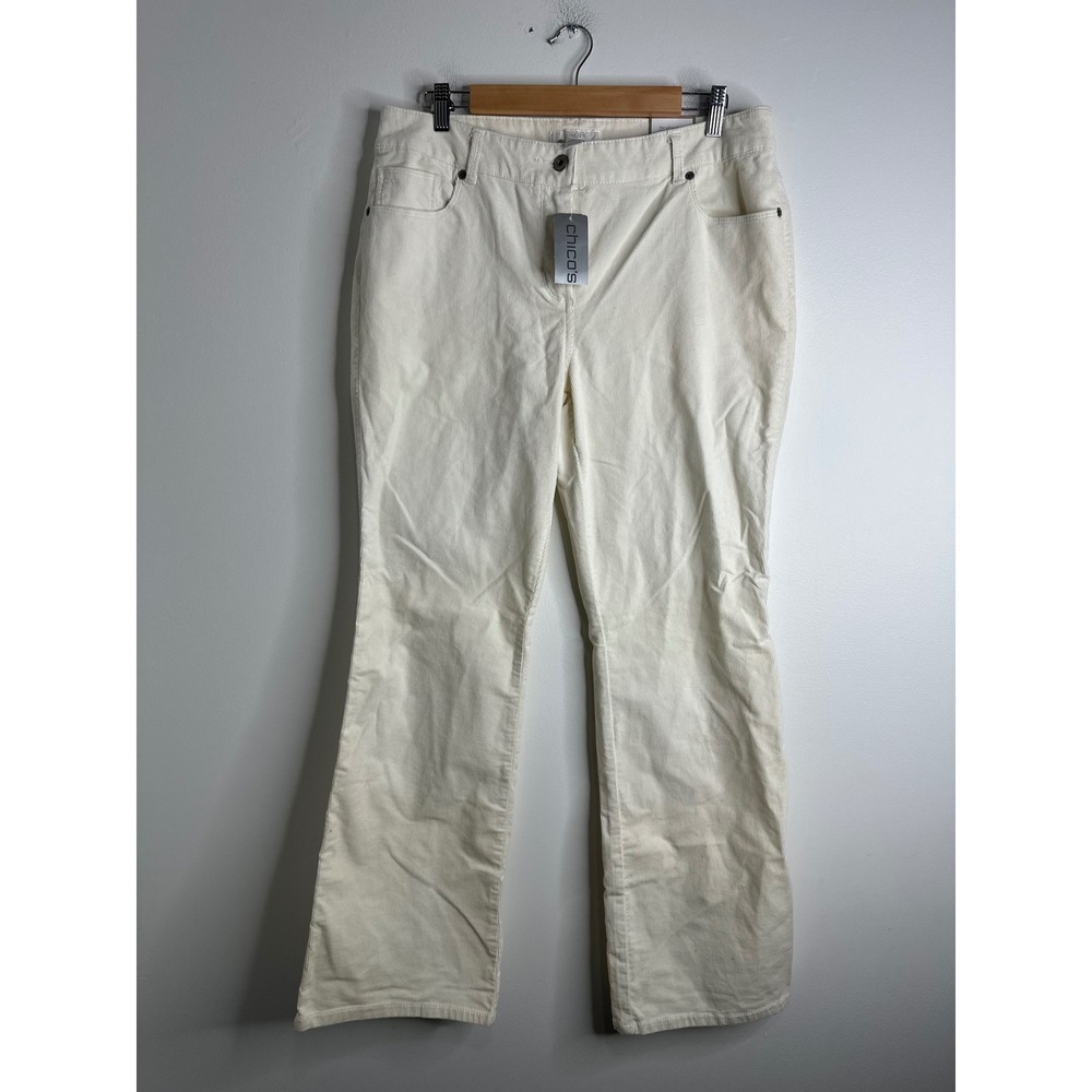 CHICOS The Ultimate Fit Corduroy‎ Pants Cream Size 2 (XL) Bootcut Flatter Fit